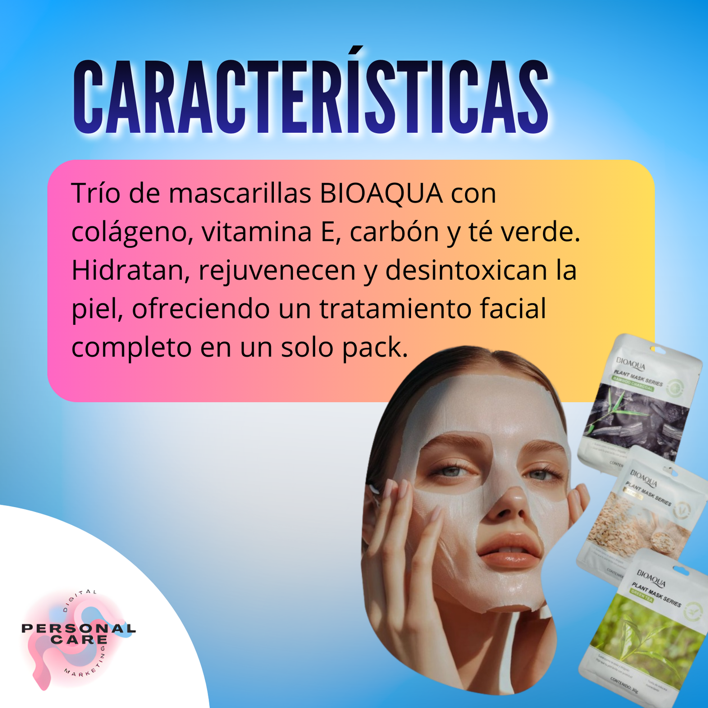 MASCARILLAS BIOAQUA , TRIO PERFECTO