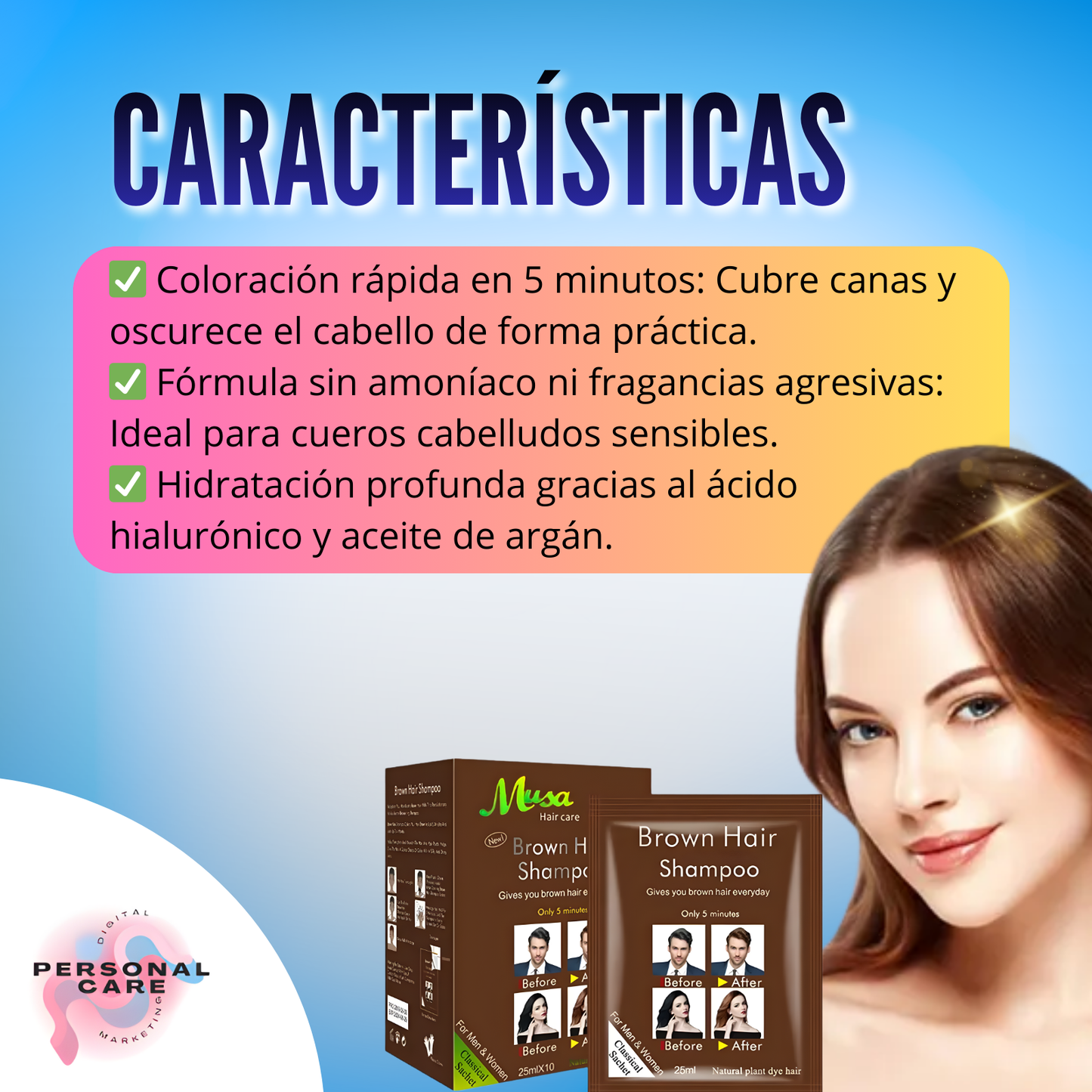 SHAMPO CUBRE CANA COLOR MARRON X 10 SACH