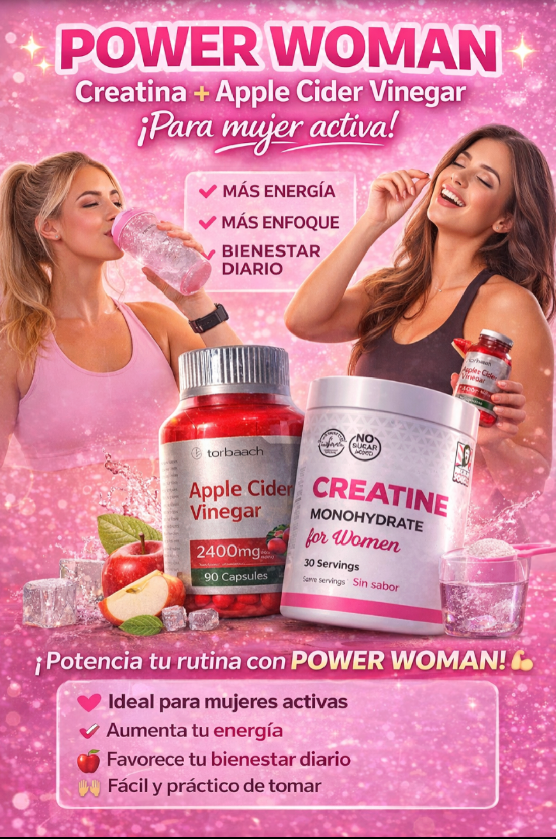 ✨ Combo Power Woman – Creatina para Mujeres + Apple Cider Vinegar ✨