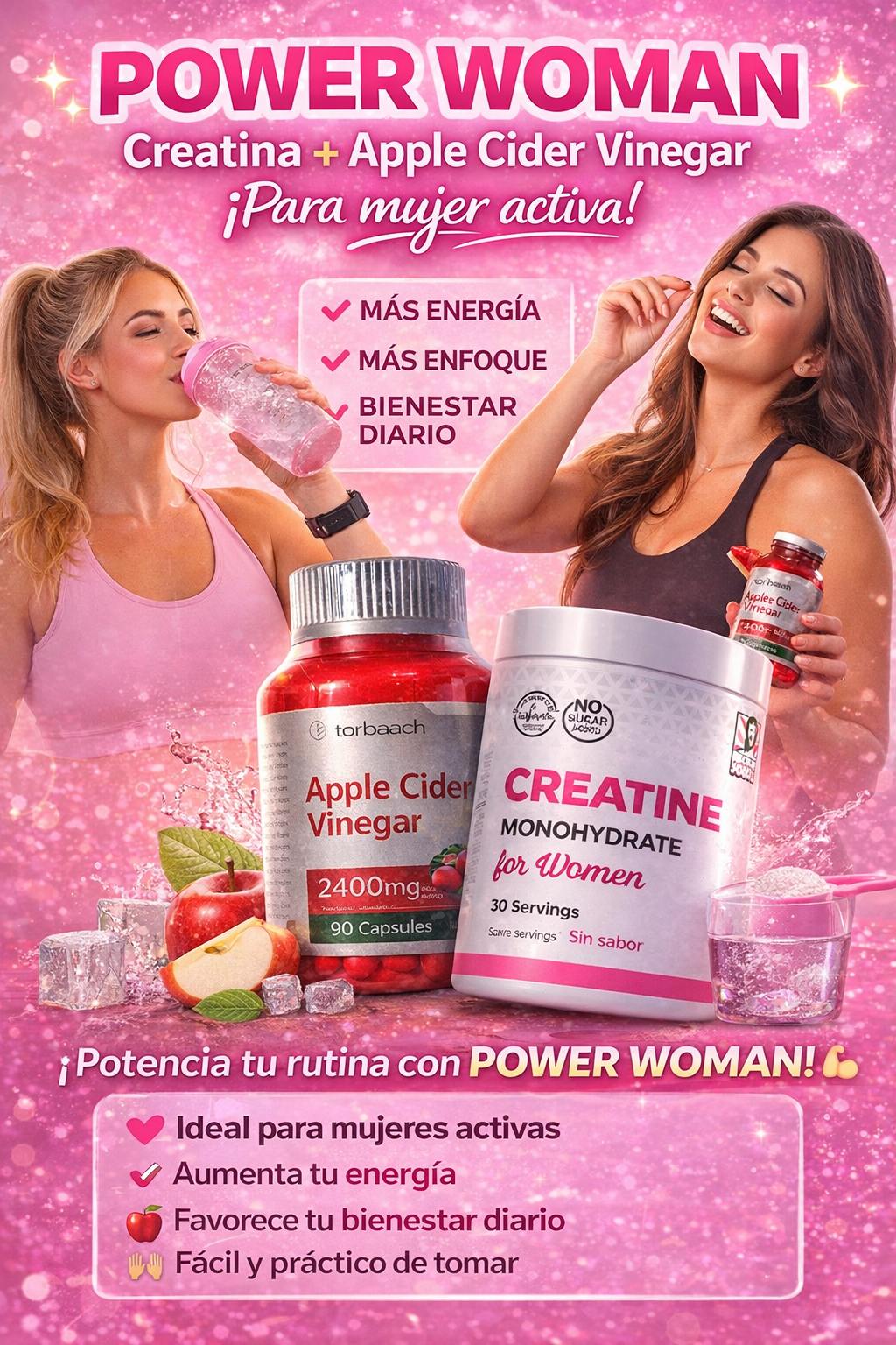 ✨ Combo Power Woman – Creatina para Mujeres + Apple Cider Vinegar ✨