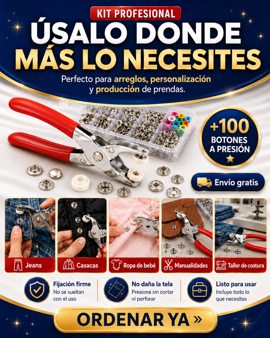 Kit Profesional - Alicate de Botones a Presión 🧵+ 100 botones gratis de regalo ✨