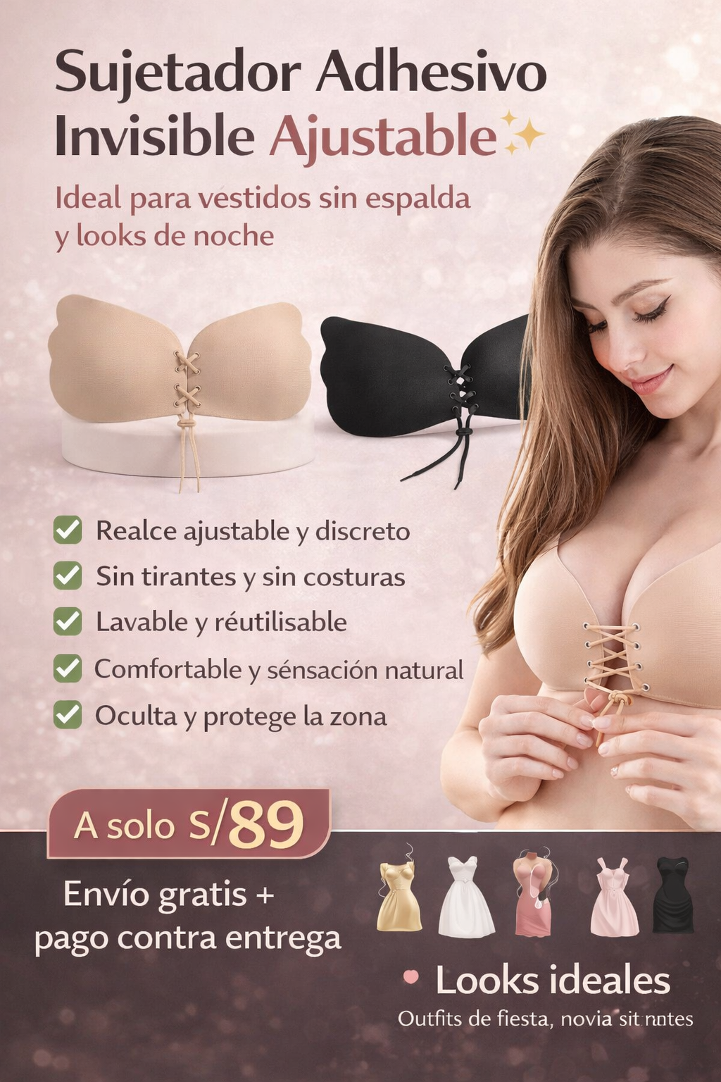 Sujetador Adhesivo Invisible Ajustable ✨
