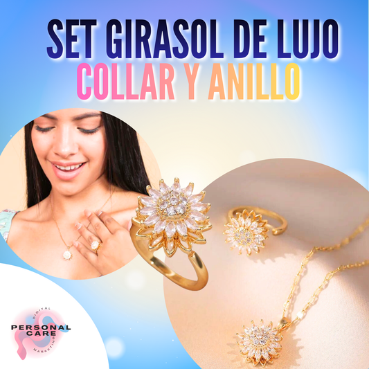 SET GIRASOL DE LUJO : COLLAR Y ANILLO
