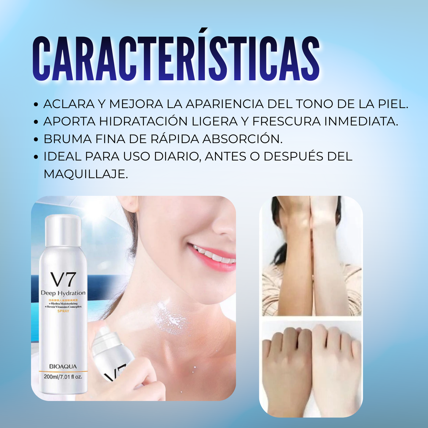 SPRAY ACLARANTE HIDRATACION V7