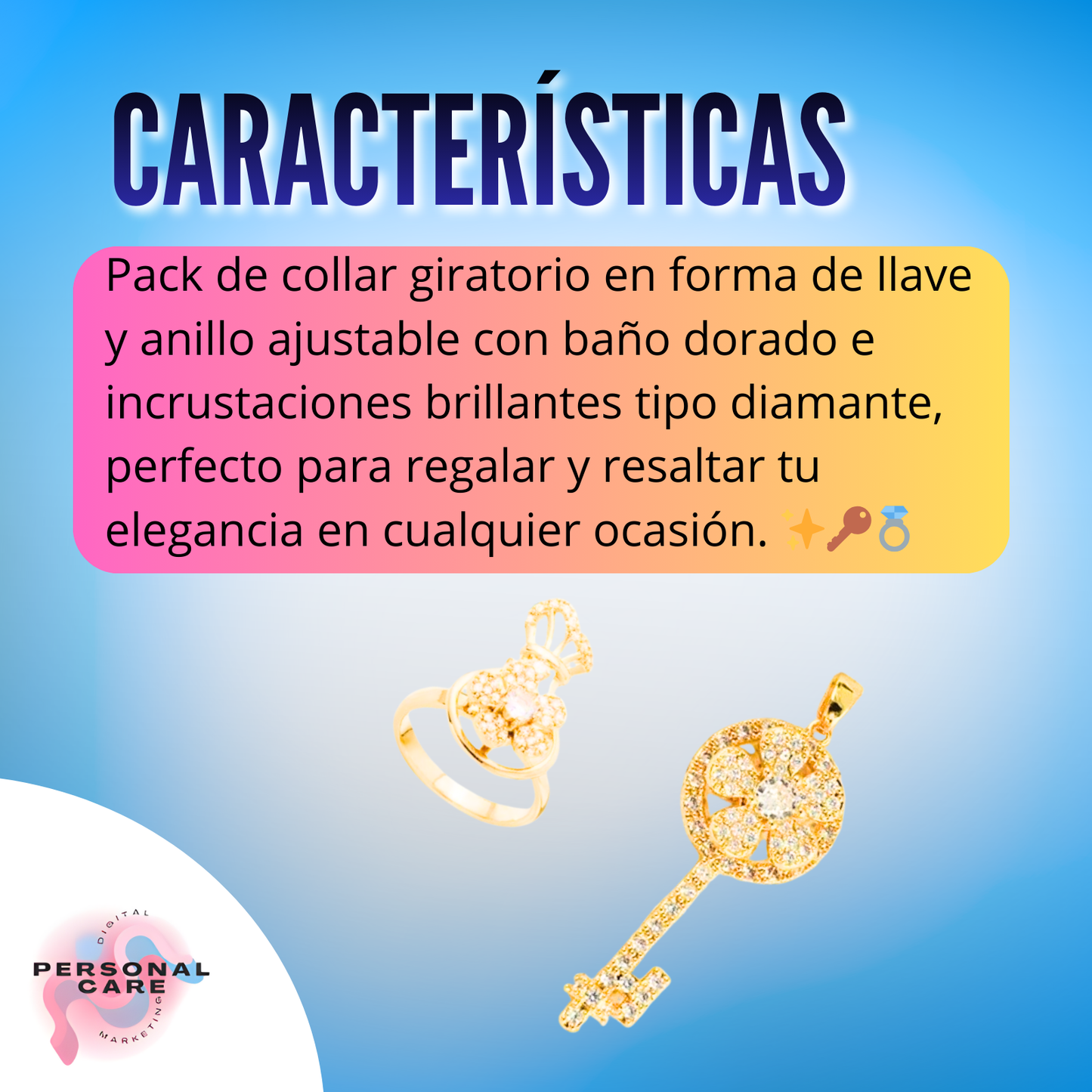 PACK COLLAR GIRATORIO LLAVE Y ANILLO