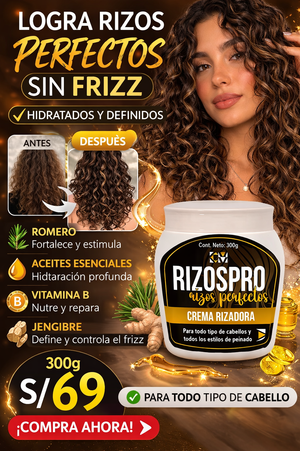 RizosPro – Crema Rizadora Profesional 500 mg