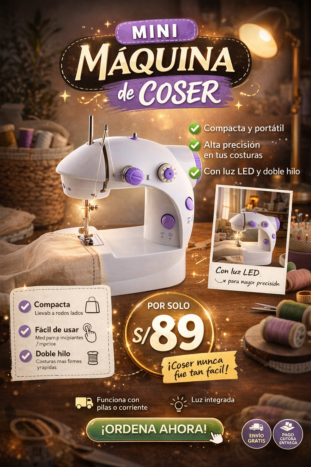 Mini Máquina de Coser Portátil ✨🧵