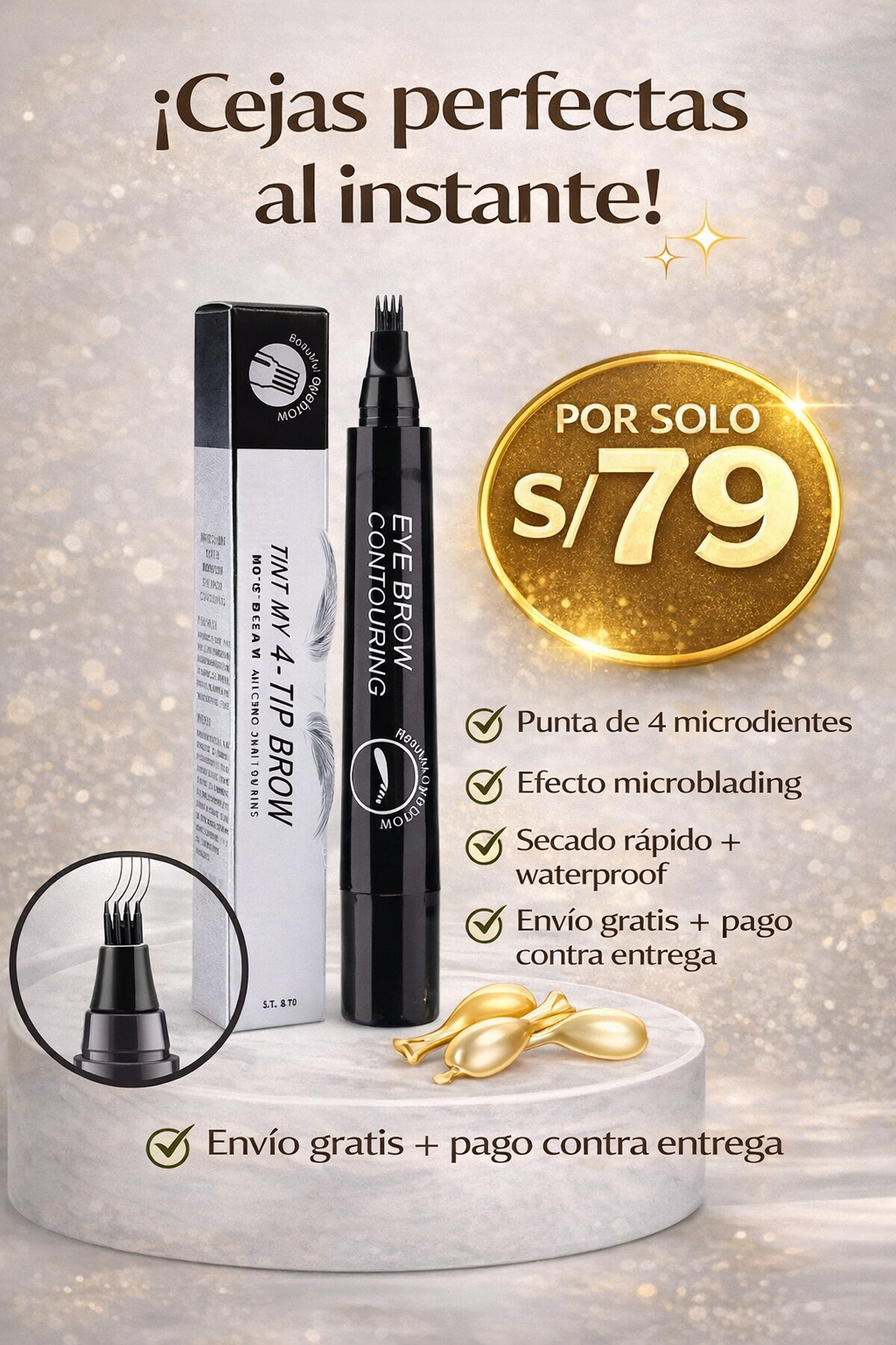 Delineador de Cejas 4 Puntas – Tinta Sem