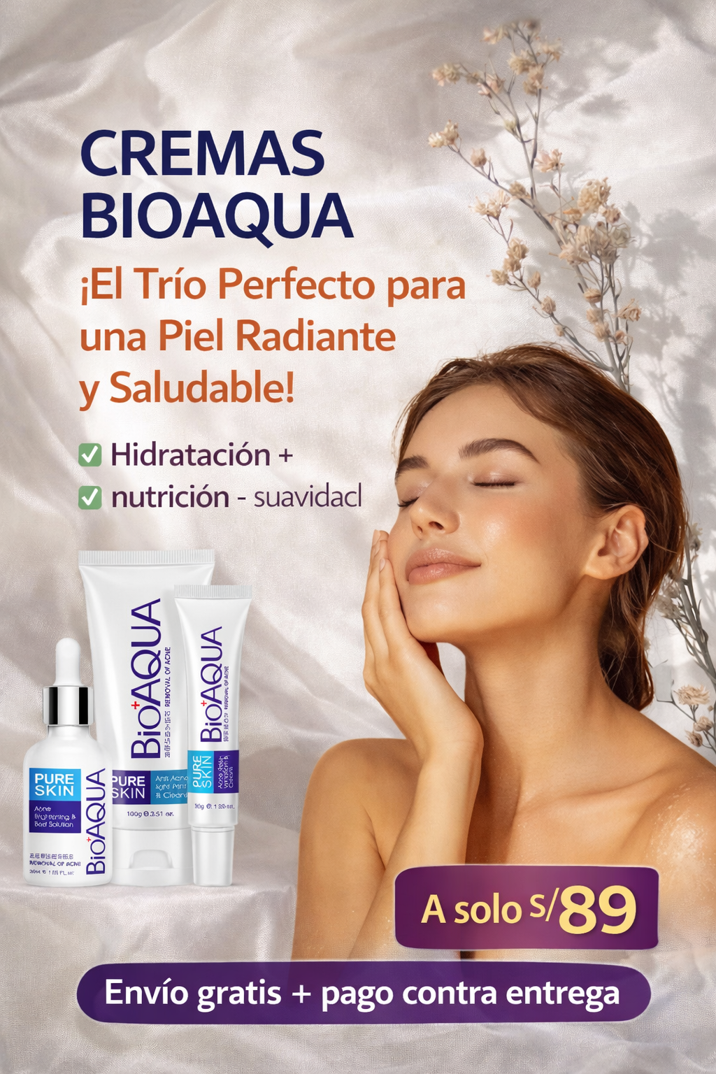 CREMAS BIOAQUA 💙 ¡El trío perfecto para una piel radiante y saludable! ✨🌿