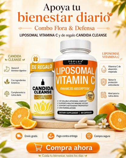 Combo Flora & Defensa: Vitamina C Liposomal + Candida Cleanse GRATIS