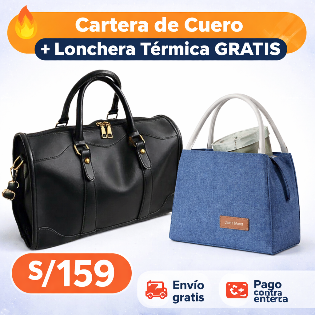 👜 Cartera Vintage de Cuero + Lonchera Térmica GRATIS