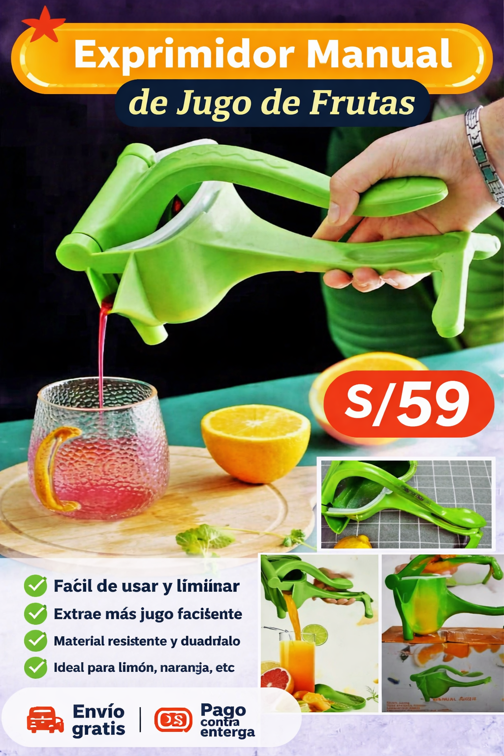 Exprimidor Manual de jugo de frutas