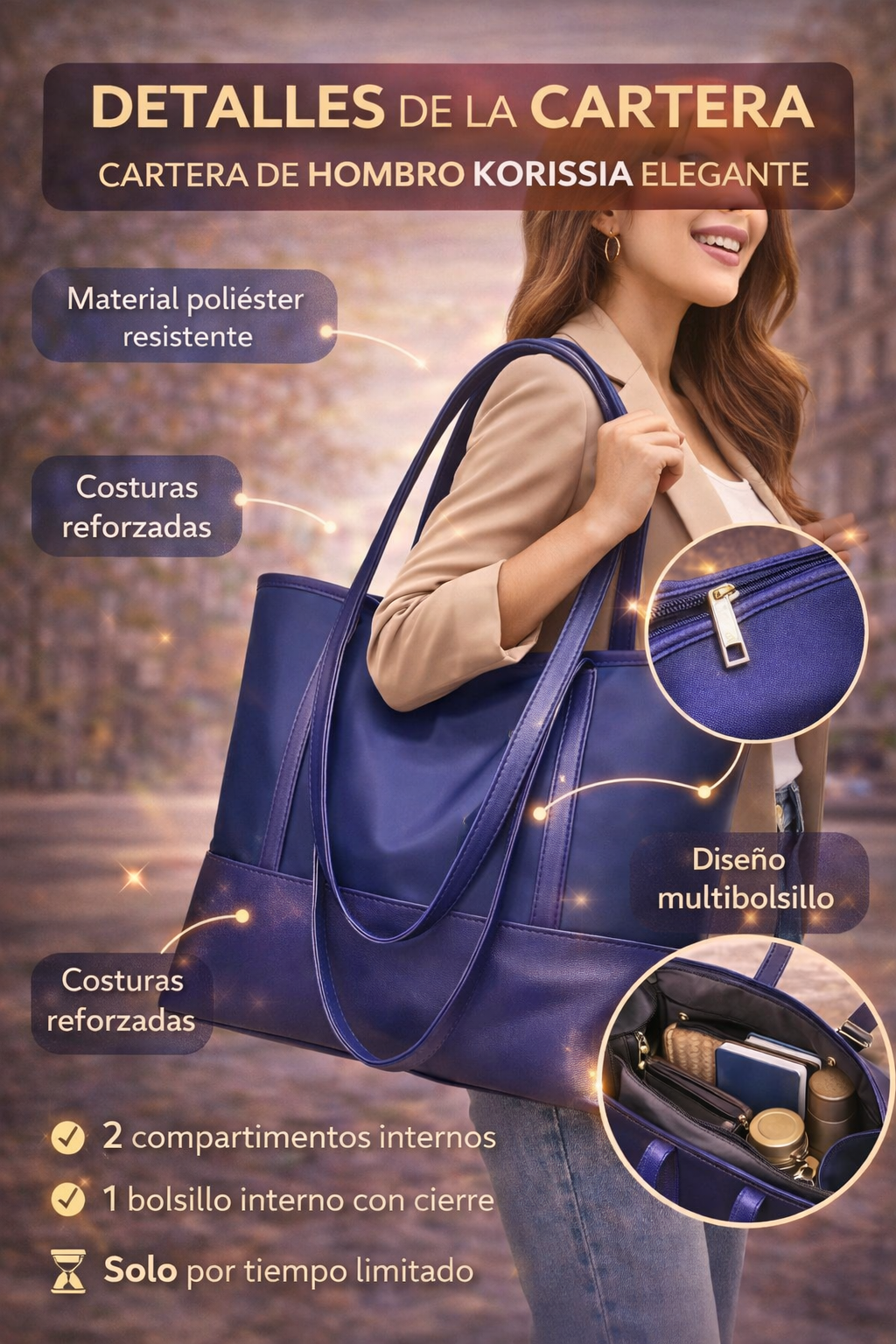 👜 Cartera Bolso de Hombro con Cierre