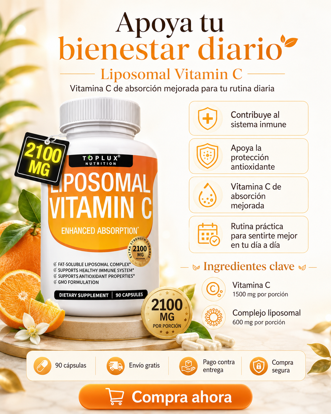 Combo Flora & Defensa: Vitamina C Liposomal + Candida Cleanse GRATIS